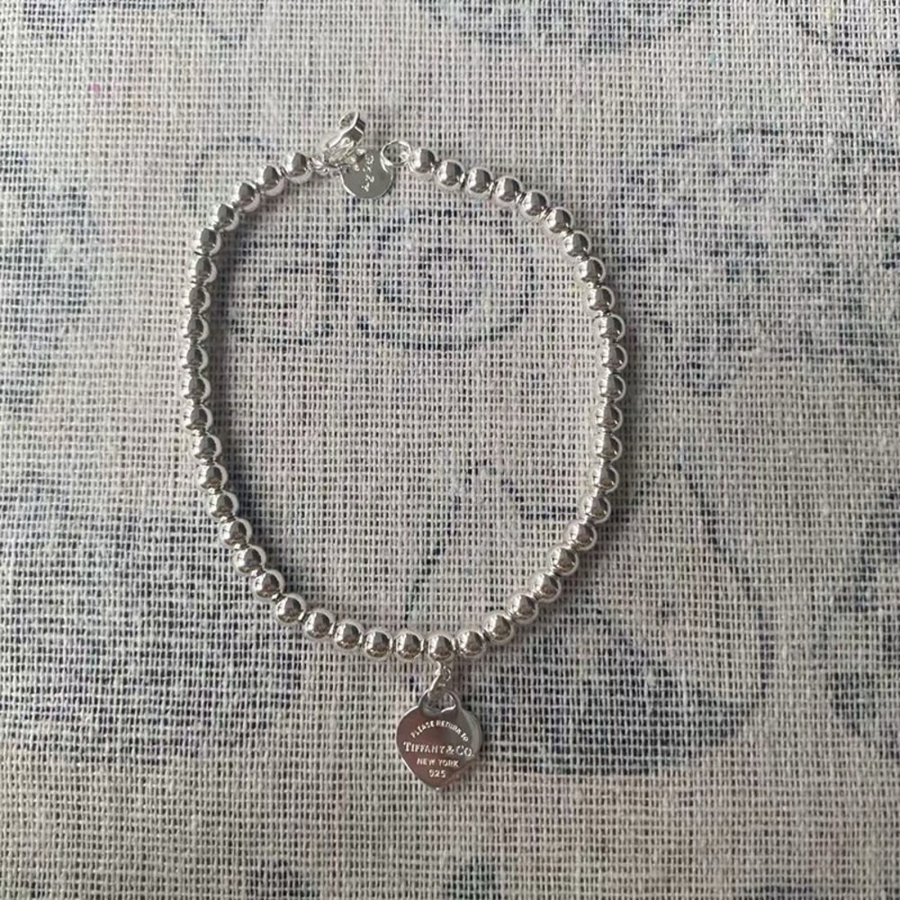 Tiffany & Co. Sterling Silver Heart Pendant Beaded Bracelet - Picture 2 of 5